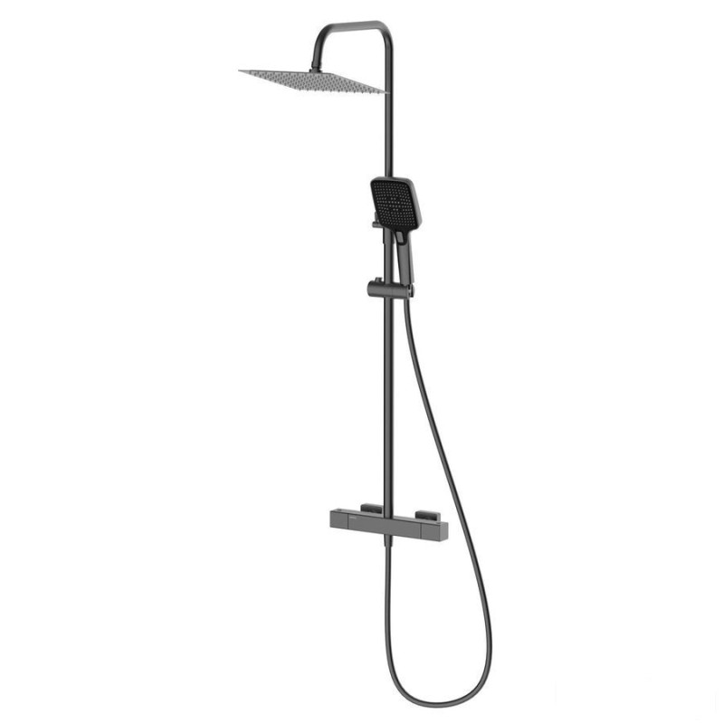 Deszczownica z baterią prysznicową termostatyczną dwufunkcyjną, gun metal Thermo RAK Ceramics (AVAPAX140-0)