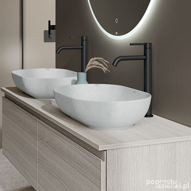 Rak ceramics skin umywalka slim nablatowa owalna 55x35 cm white concrete - efekt kamienia Rak-skin RAK Ceramics (SKICT5500627K)