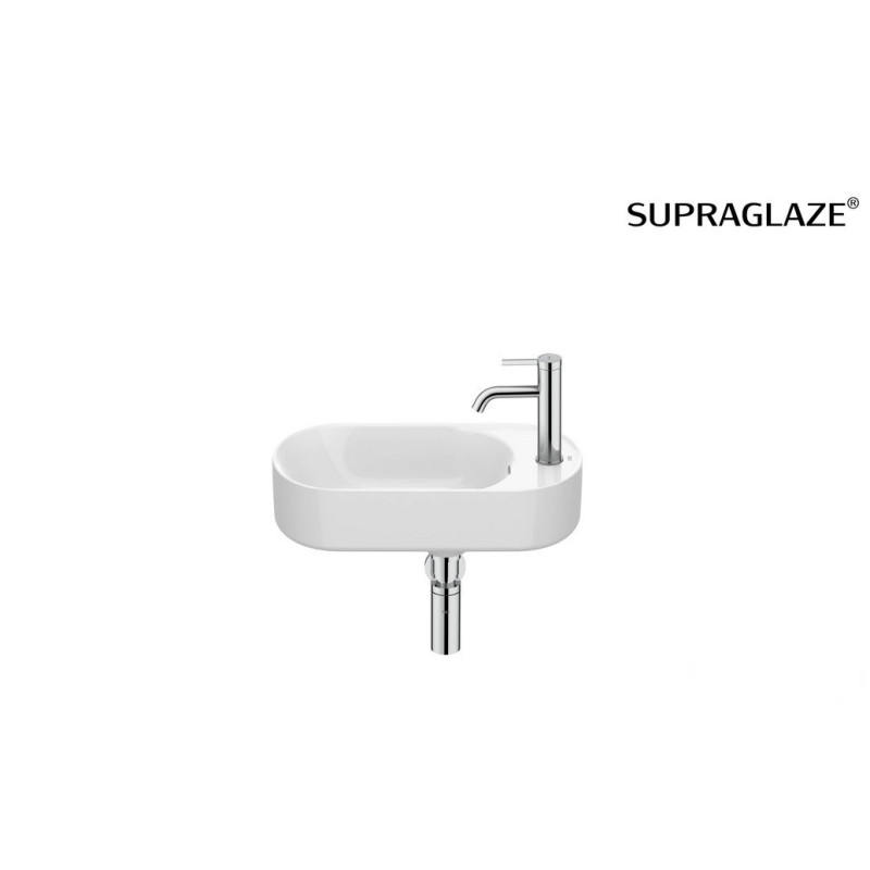 Mała umywalka ścienna 50x27,5 Compacto Fineceramic® Supraglaze Meridian Roca (A327740S00)