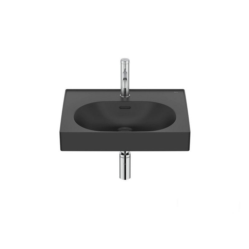 Umywalka ścienna/meblowa 55x46 Fineceramic® czarny mat Meridian Roca (A327741080)