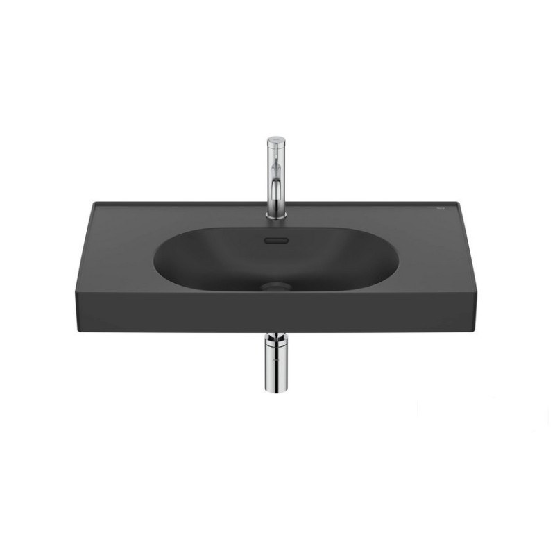 Umywalka ścienna/meblowa 80x46 Fineceramic® czarny mat Meridian Roca (A327745080)