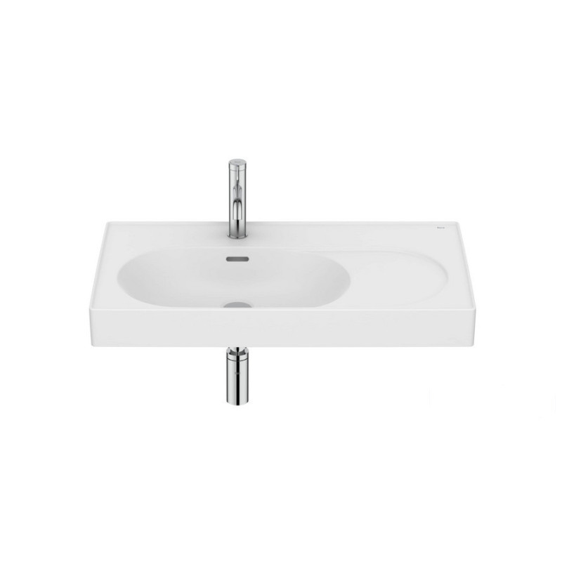 Umywalka ścienna/meblowa lewa 80x46 Fineceramic® biały mat Meridian Roca (A327743620)
