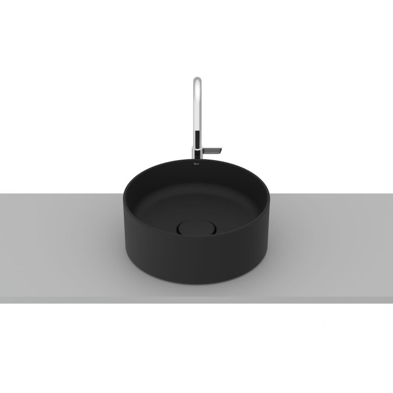 Umywalka nablatowa okrągła 30 cm Fineceramic® CZARNY MAT TERRA Roca (A32787U080)