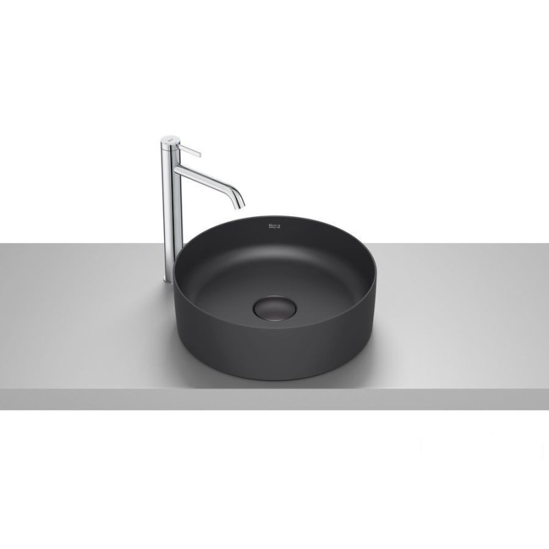 Umywalka nablatowa okrągła 39 cm Fineceramic® CZARNY MAT TERRA Roca (A32787N080)