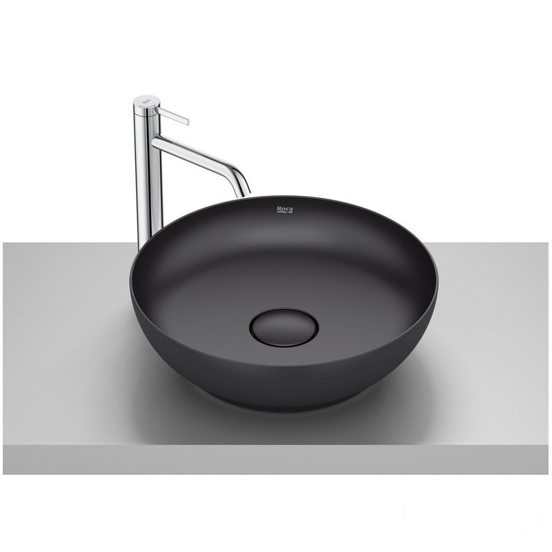 Umywalka nablatowa okrągła 42,5 cm Fineceramic® CZARNY MAT BOL Roca (A32787M080)