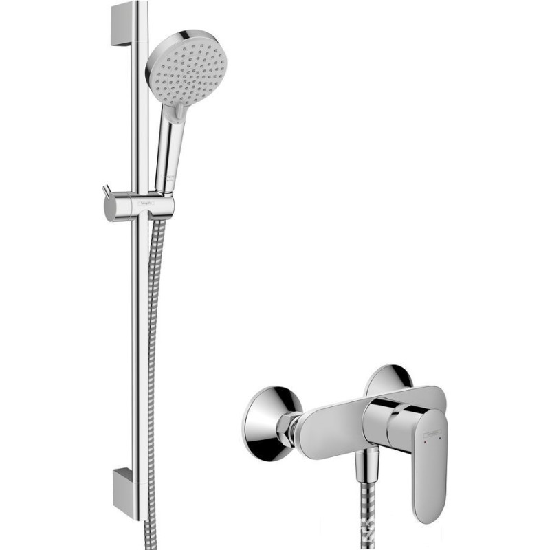 System prysznicowy z drążkiem Crometta i baterią chrom Vernis Blend Hansgrohe (26957000)