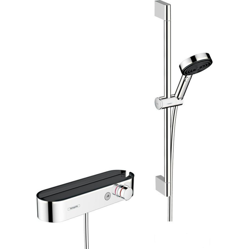 System prysznicowy z drążkiem 65 cm i termostatyczną baterią chrom Pulsify Select S Hansgrohe (24260000)
