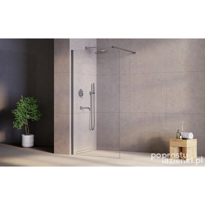 Kabina prysznicowa walk-in 110x195 Eco-n Gun metal Besco (ENGM110-195C)
