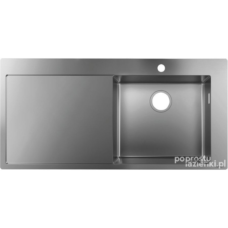 5-F450 Zlewozmywak nablatowy 450 z ociekaczem po lewej stronie S71 stal szlachetna Hansgrohe (43306800)