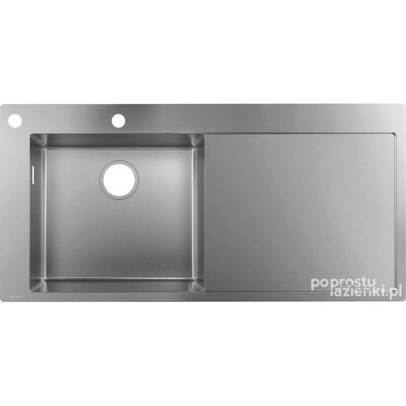 8-F450 Zlewozmywak nablatowy 450 z ociekaczem po prawej stronie S71 stal szlachetna Hansgrohe (43332800)