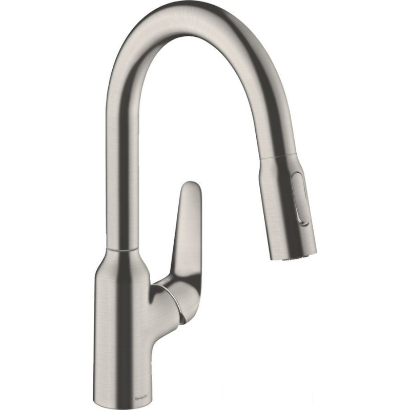 Bateria kuchenna 180 z wyciąganą wylewką 2jet Focus stal szlachetna Hansgrohe (71801800)
