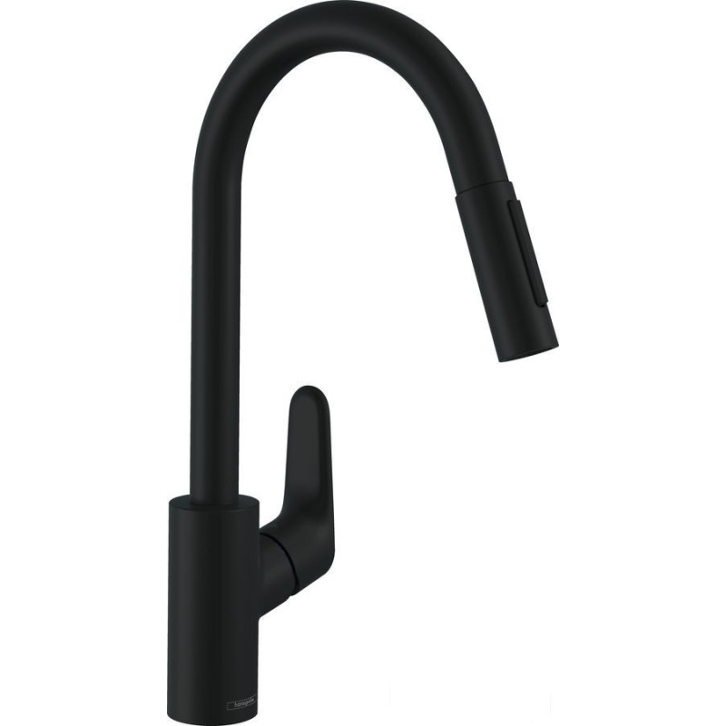 Bateria kuchenna 240 z wyciąganą wylewką 2jet Focus M41 czarny mat Hansgrohe (31815670)