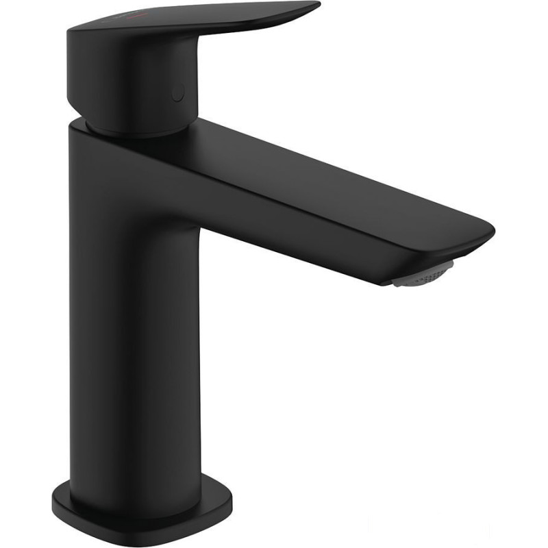 Bateria umywalkowa 110 Fine CoolStart z korkiem z cięgłem Czarny Matowy Logis Hansgrohe (71254670)