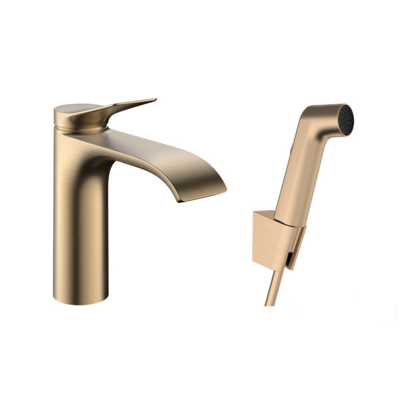 Bateria umywalkowa z główką Bidette i wężem Brąz Szczotkowany Vivenis Hansgrohe (75210140)