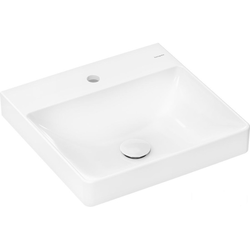 Mała umywalka wisząca 500/480 z otworem na baterię bez przelewu SmartClean Biały Xelu Q Hansgrohe (61012450)