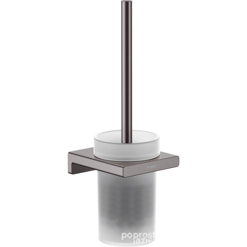 Szczotka do WC z pojemnikiem ścienna AddStoris czarny chrom szczotkowany Hansgrohe (41752340)