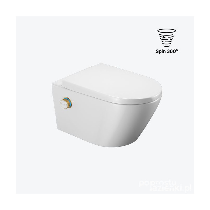 Miska WC z funkcją bidetu Dakota 2.0 pokrętło sterujące złoty połysk Excellent (CEEX.4024.K.D3.WHGL)