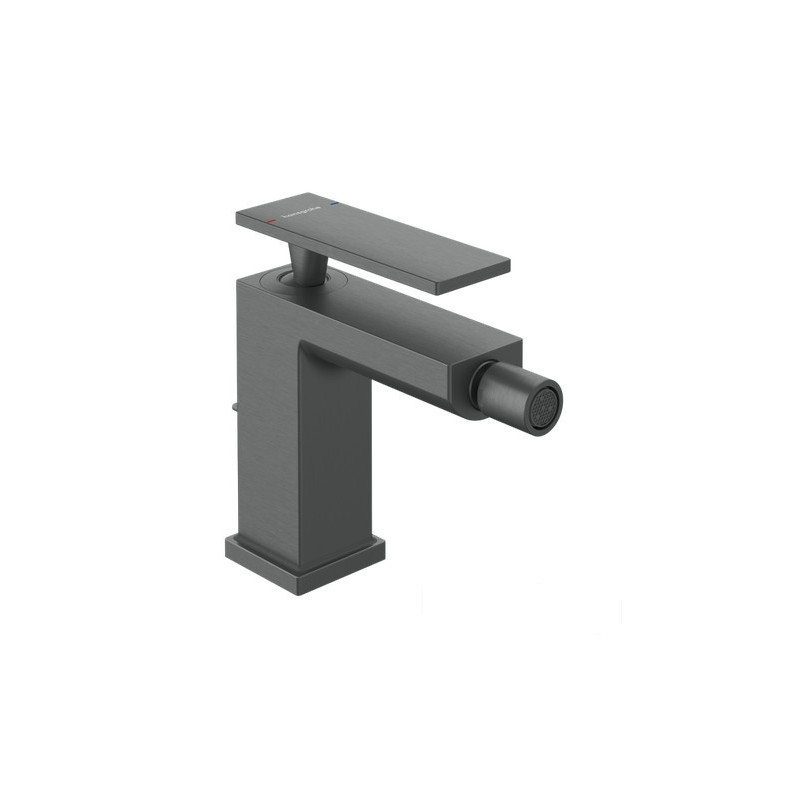 Bateria bidetowa z odpływem z cięgłem czarny chrom szczotkowany Tecturis E Hansgrohe (73200340)