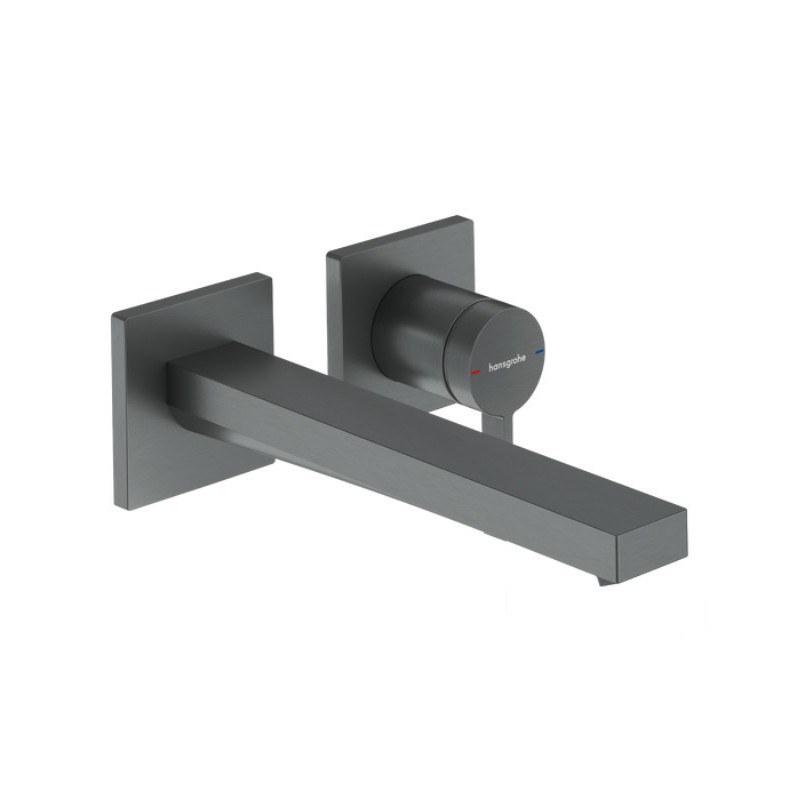 Bateria umywalkowa z wylewką ścienna podtynkowa czarny chrom szczotkowany Tecturis E Hansgrohe (73051340)