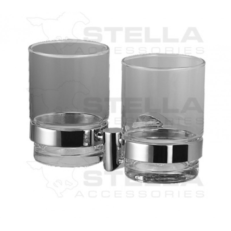 Uchwyt z dwoma szklankami szkło matowe Classic Stella (07.412)